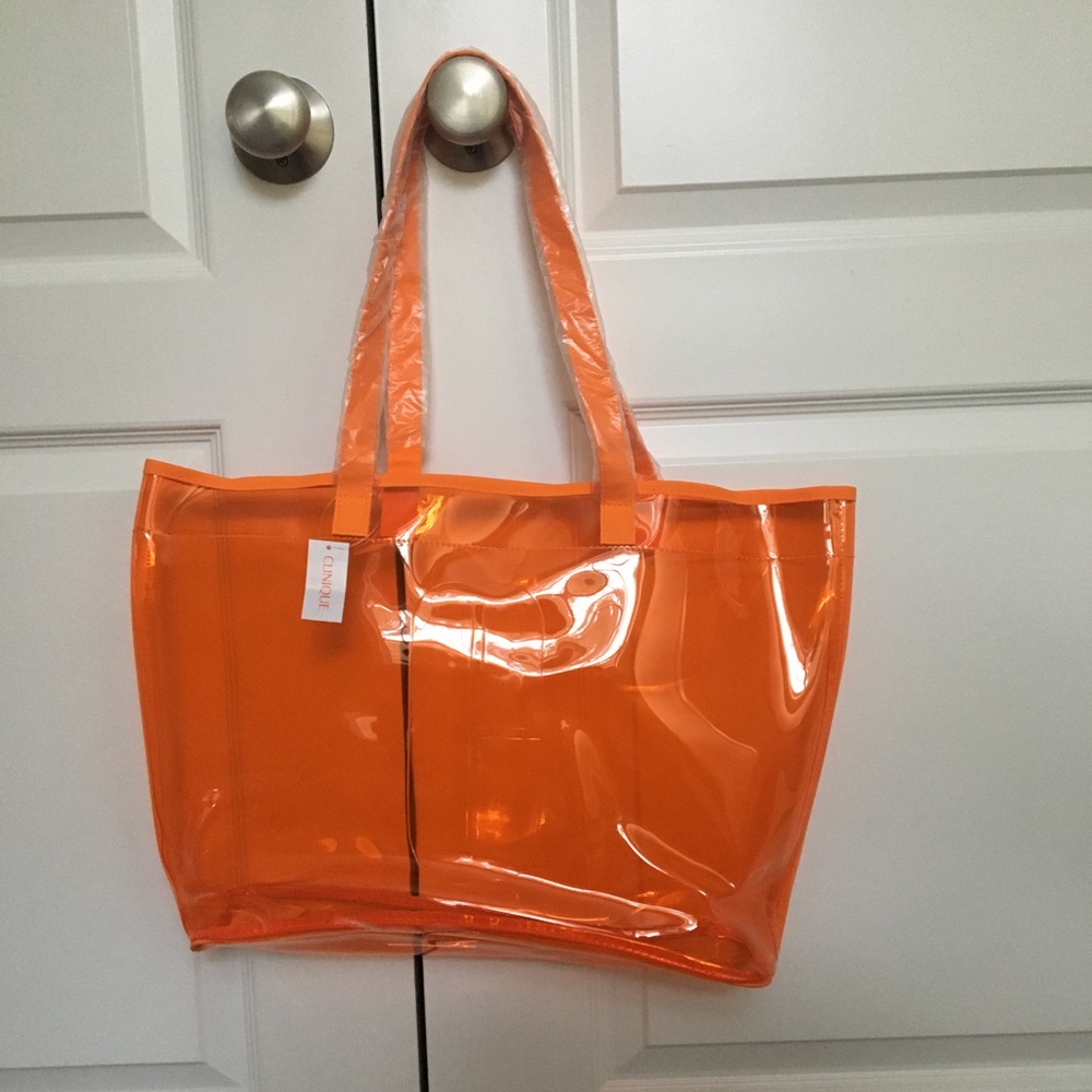 Clinique Orange clear tote